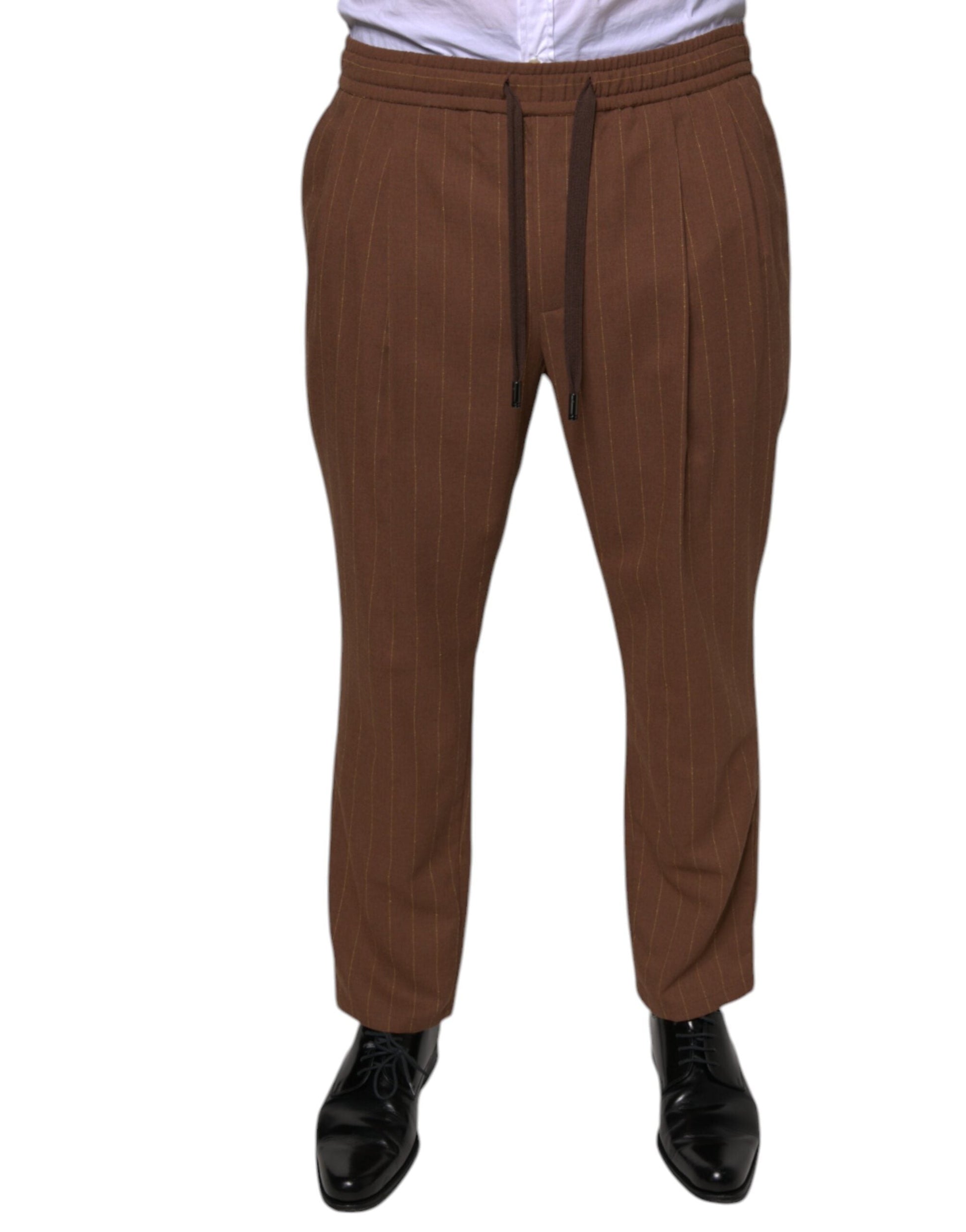 Dolce & Gabbana Brown Stripes Skinny Men Dress Pants - IT48 | M