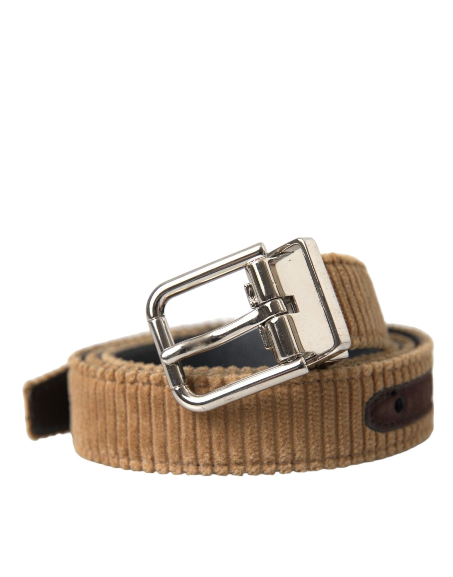 Dolce & Gabbana Brown Velvet Silver Metal Buckle Belt Men - 90 cm / 36 Inches