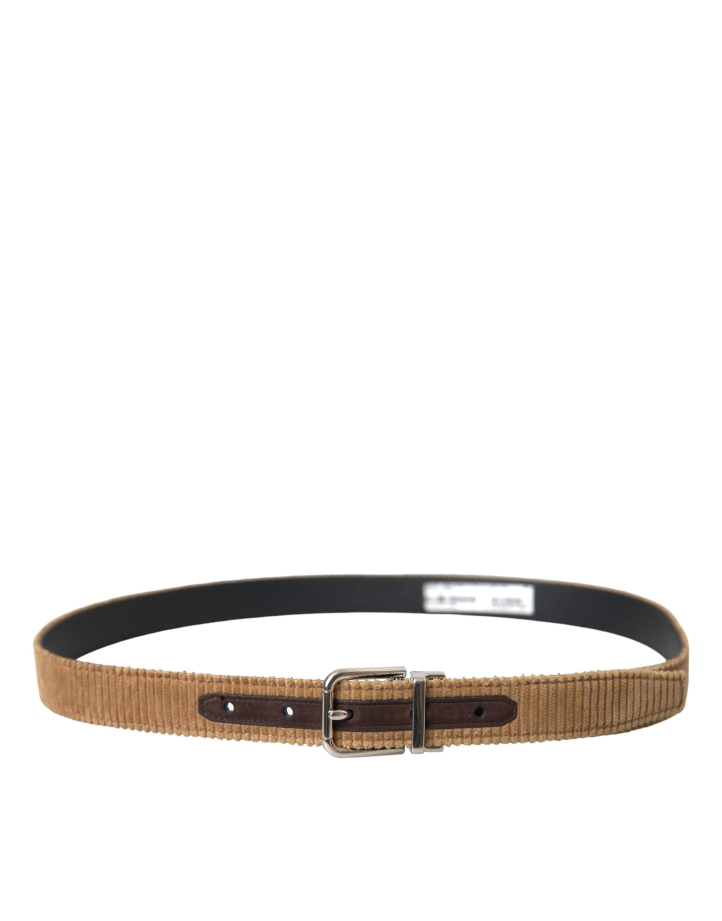 Dolce & Gabbana Brown Velvet Silver Metal Buckle Belt Men - 90 cm / 36 Inches