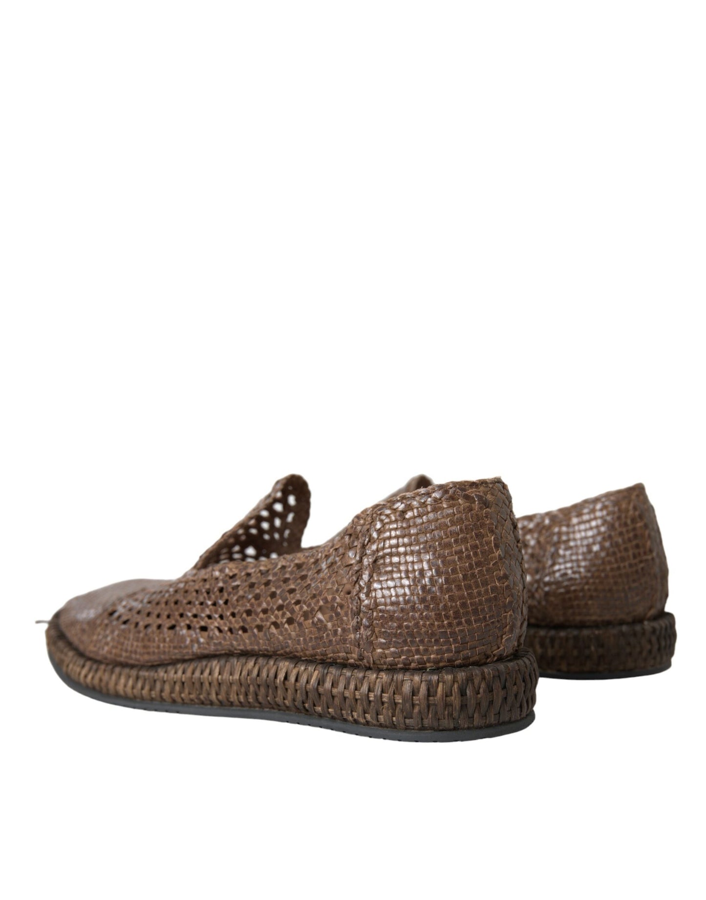 Dolce & Gabbana Brown Woven Leather Loafers Casual Shoes - EU41/US8