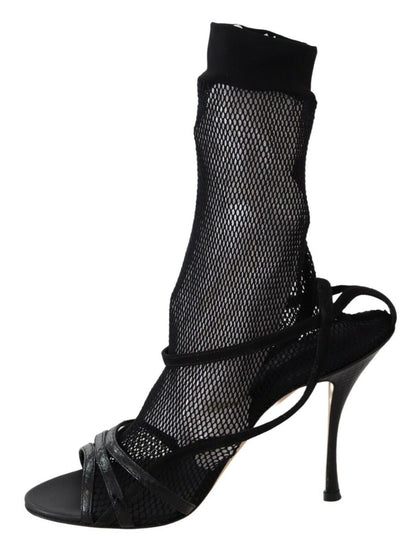 Dolce & Gabbana Chic Black Mesh Stiletto Sandals - EU39.5/US9