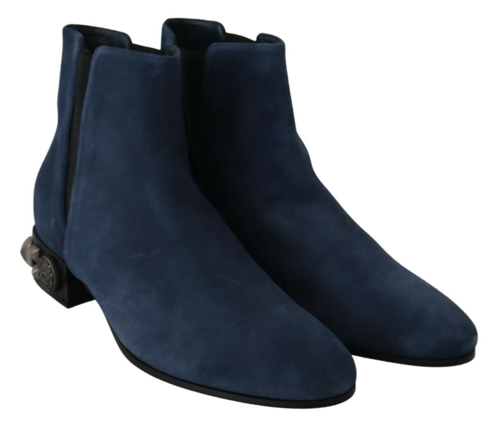 Dolce & Gabbana Chic Blue Suede Mid-Calf Boots with Stud Details - EU38.5/US8