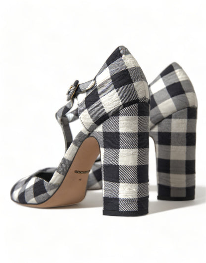 Dolce & Gabbana Chic Gingham T-Strap Pumps: Timeless Mary Jane Heels - EU40/US9.5