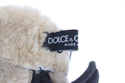 Dolce & Gabbana Chic Gray Wool & Shearling Gloves with Studded Details - 9|M