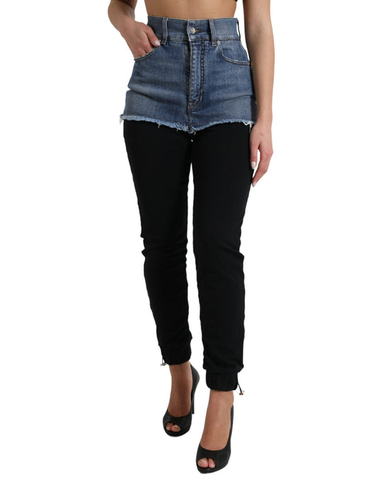 Dolce & Gabbana Chic High Waist Skinny Pants with Denim Shorts - IT40|S