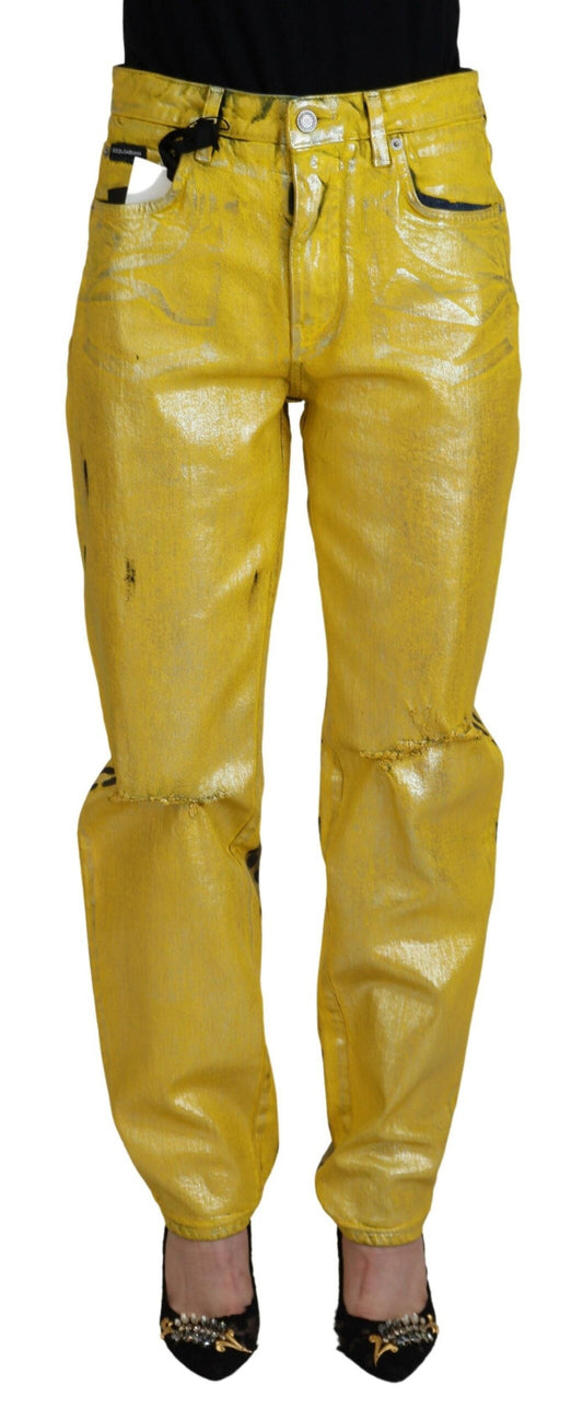 Dolce & Gabbana Chic High Waist Straight Jeans in Vibrant Yellow - IT40|S