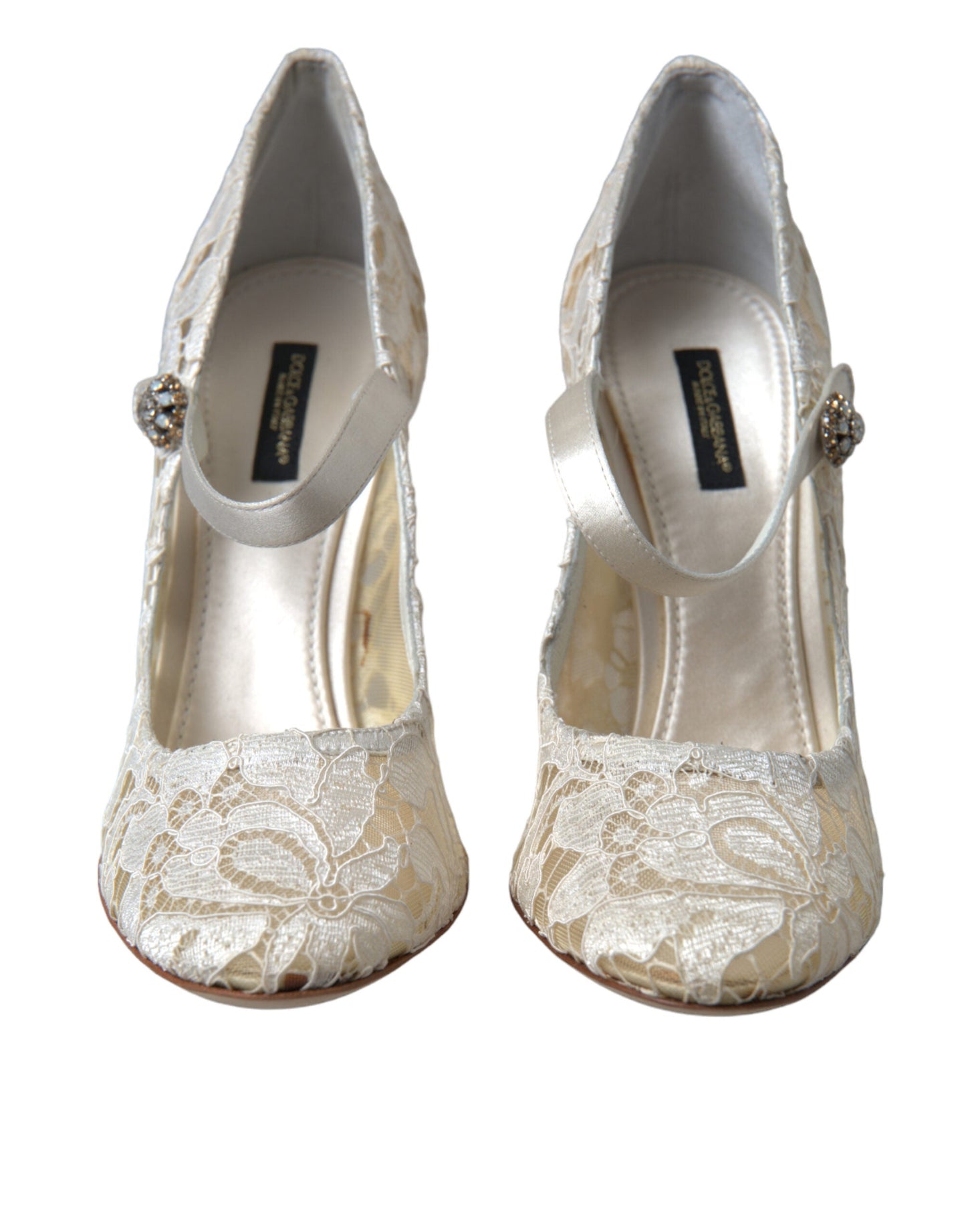 Dolce & Gabbana Chic Lace Block Heels Sandals in Cream White - EU40/US9.5