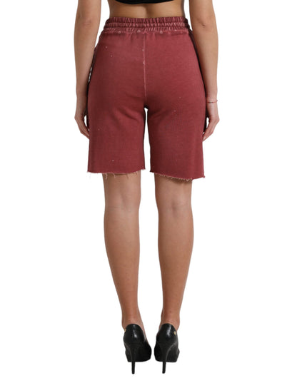 Dolce & Gabbana Chic Maroon High-Waist Designer Sweatshorts - IT40|S