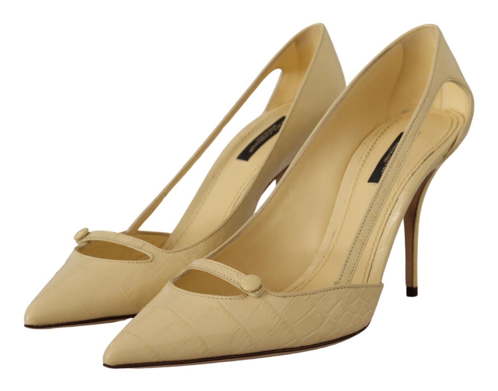 Dolce & Gabbana Chic Pointed Toe Leather Pumps in Sunshine Yellow - EU39/US8.5