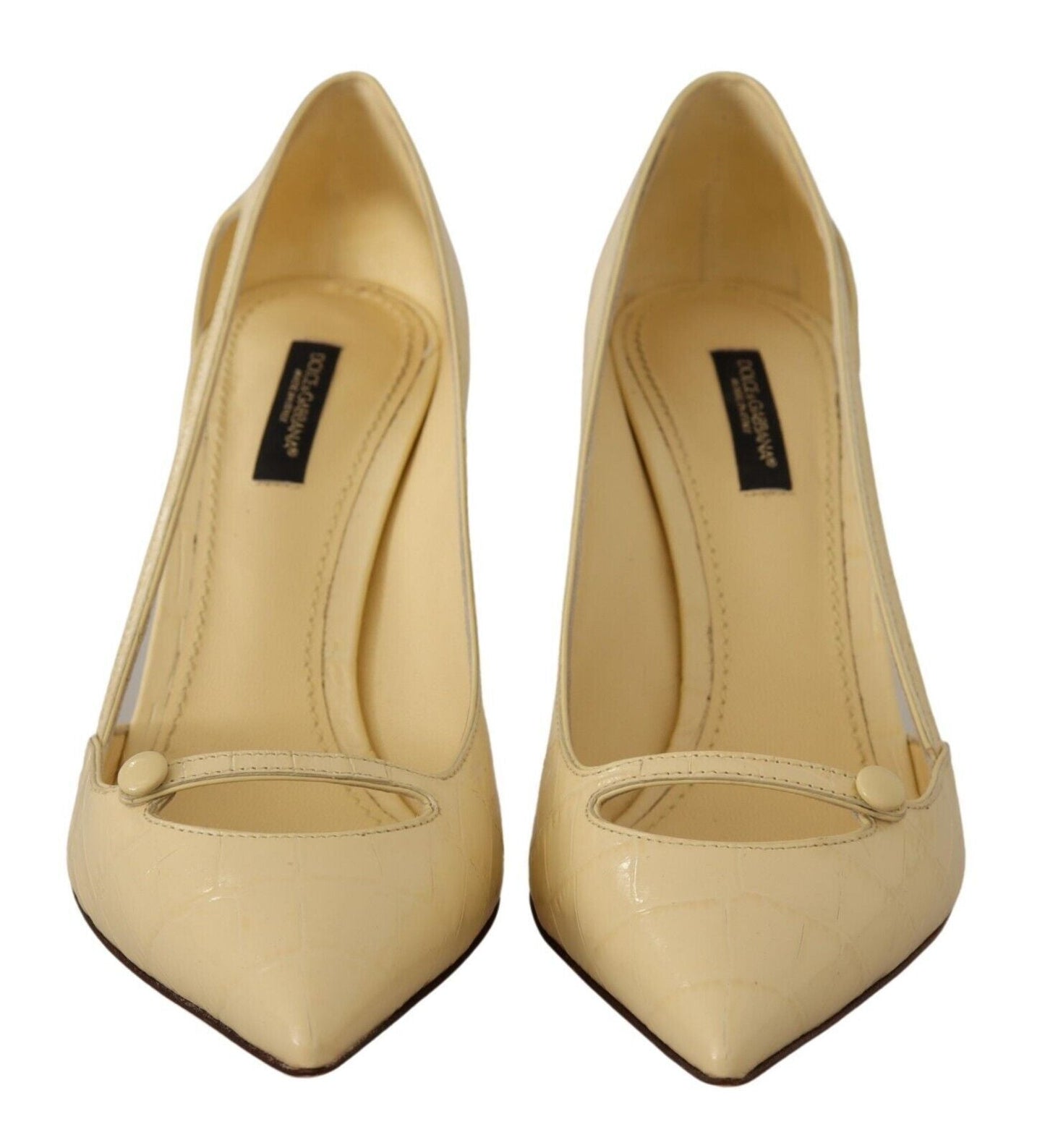 Dolce & Gabbana Chic Pointed Toe Leather Pumps in Sunshine Yellow - EU39/US8.5