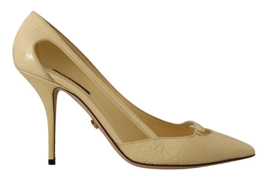 Dolce & Gabbana Chic Pointed Toe Leather Pumps in Sunshine Yellow - EU39/US8.5