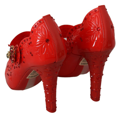 Dolce & Gabbana Chic Red Crystal Cinderella Pumps - EU40/US9.5