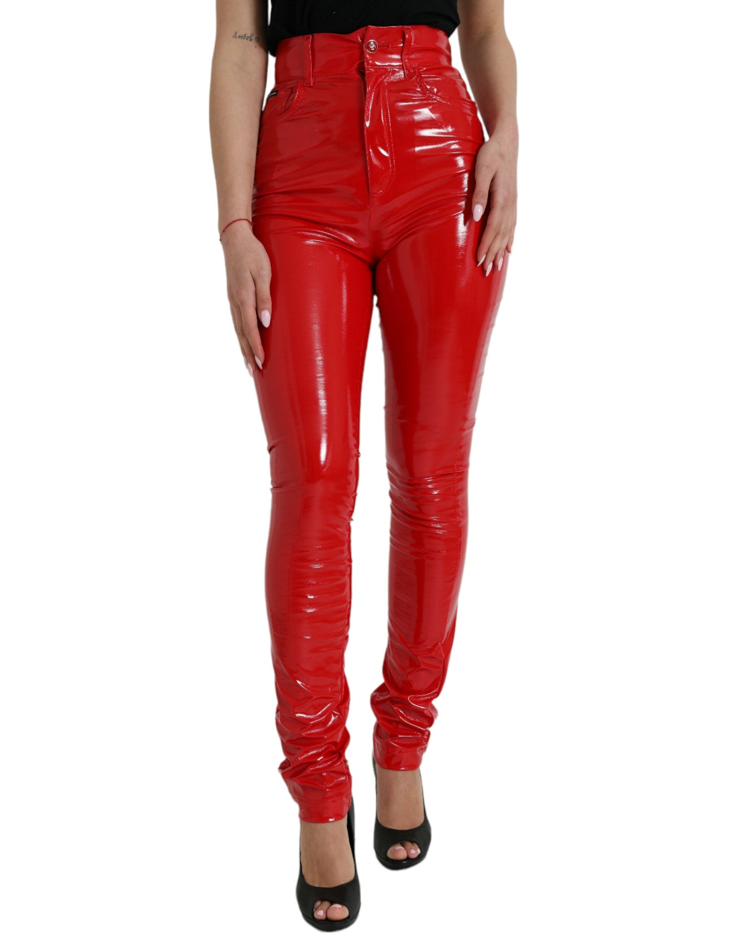 Dolce & Gabbana Chic Red High Waist Skinny Pants - IT40|S