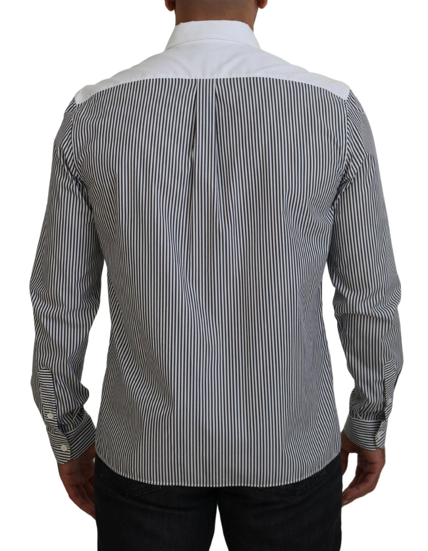 Dolce & Gabbana Classic Black and White Striped Button-Down Shirt - IT41 | L