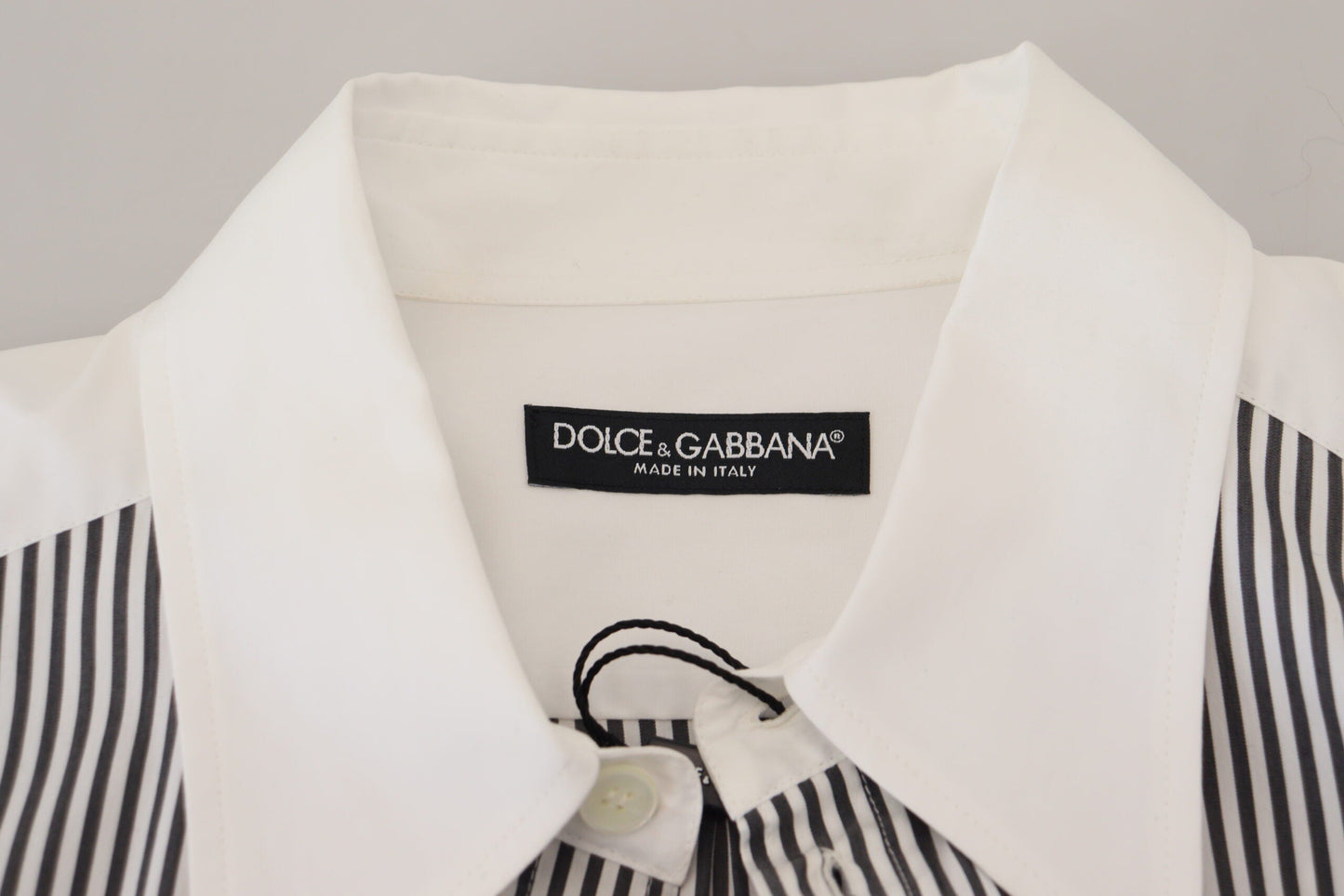 Dolce & Gabbana Classic Black and White Striped Button-Down Shirt - IT41 | L