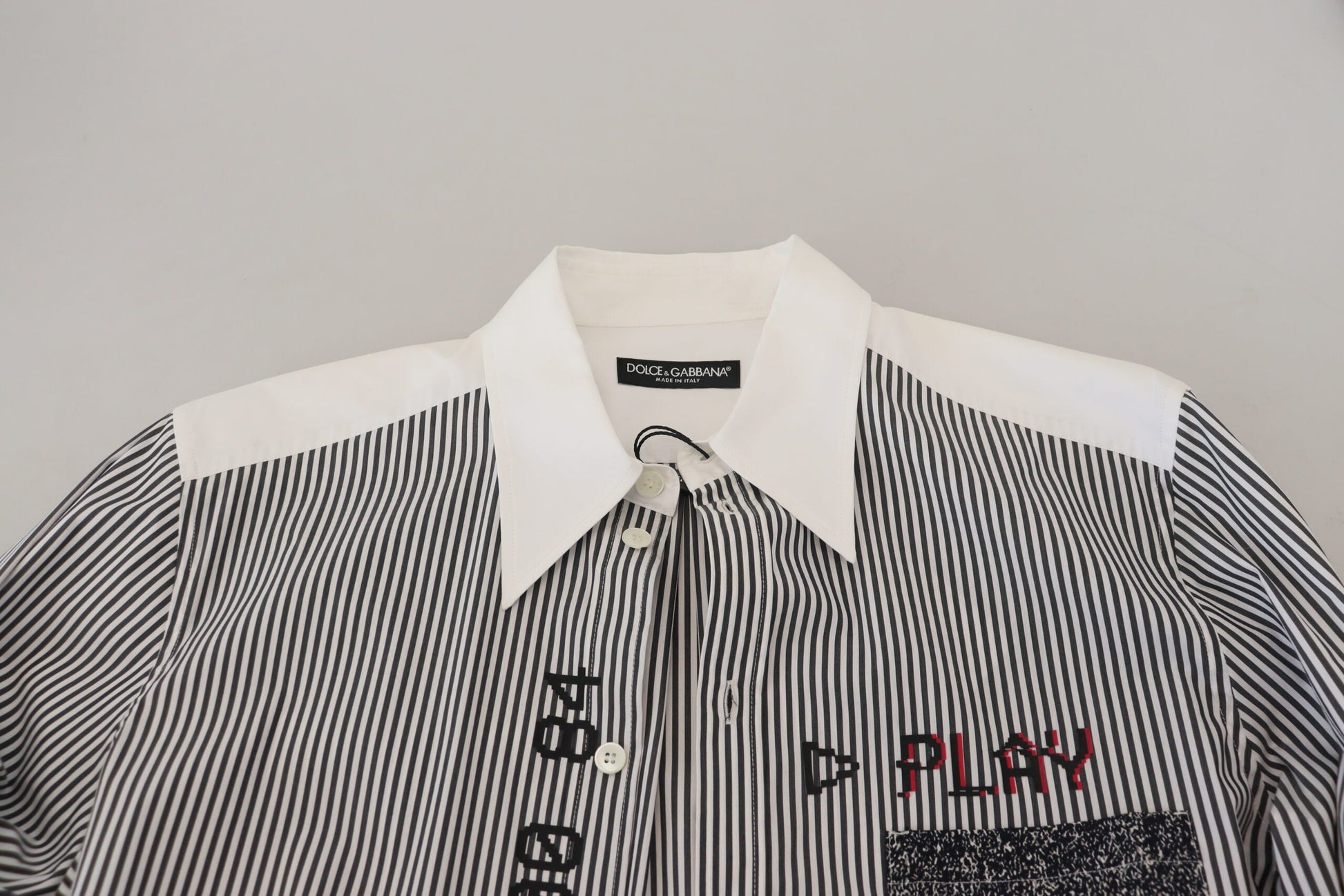 Dolce & Gabbana Classic Black and White Striped Button-Down Shirt - IT41 | L