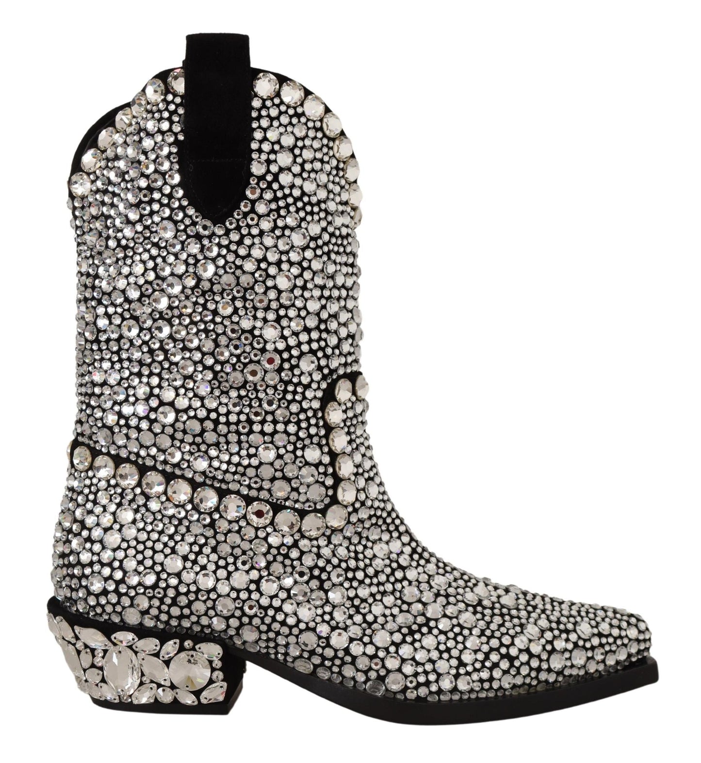 Dolce & Gabbana Crystal-Embellished Black Suede Boots - EU35/US4.5