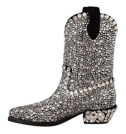 Dolce & Gabbana Crystal-Embellished Black Suede Boots - EU35/US4.5