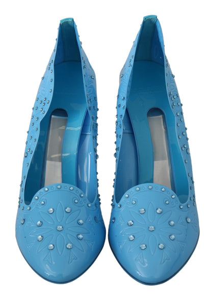 Dolce & Gabbana Crystal Embellished Blue Cinderella Pumps - EU39/US8.5