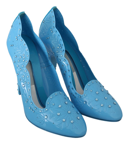 Dolce & Gabbana Crystal Embellished Blue Cinderella Pumps - EU39/US8.5