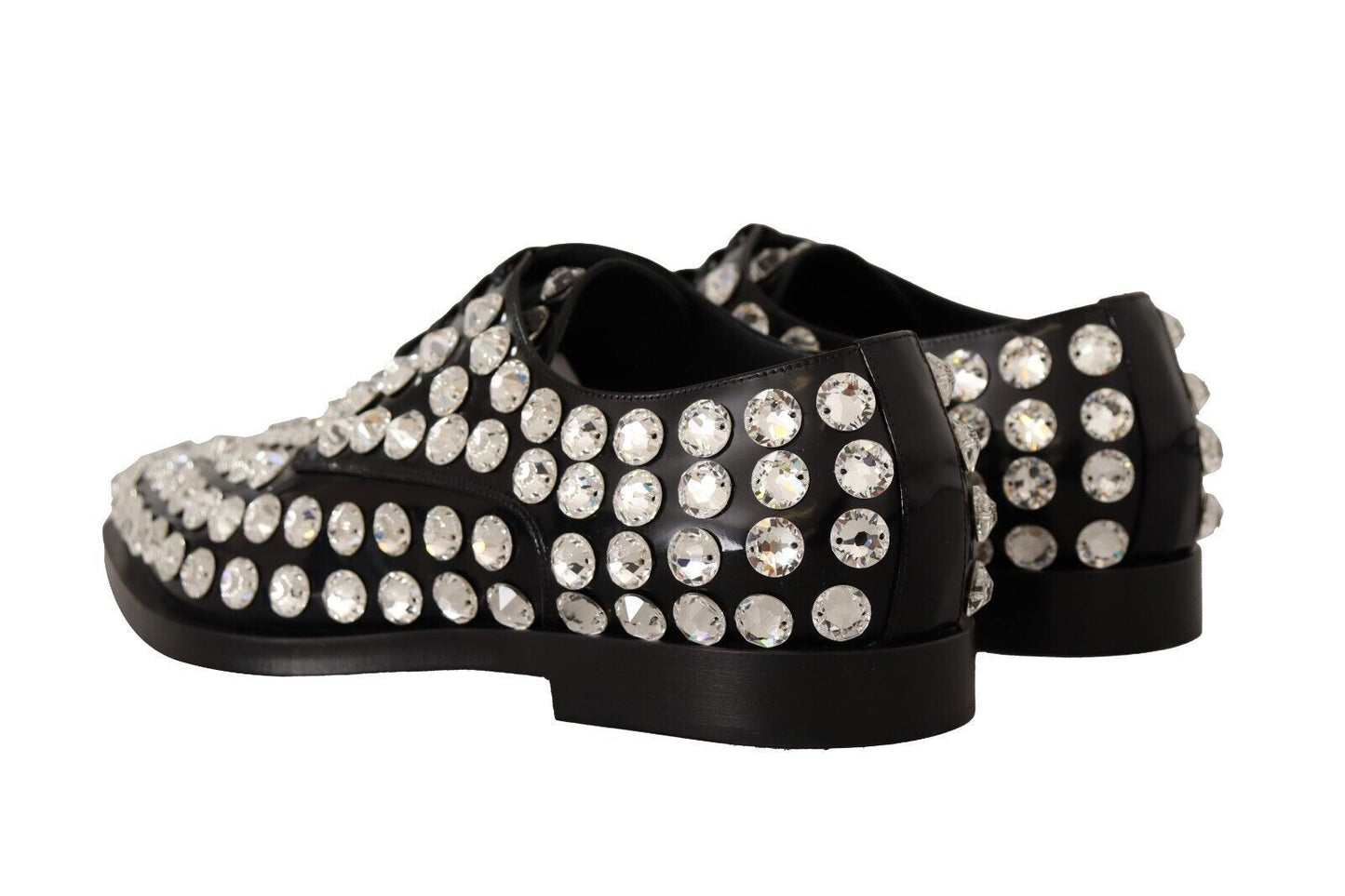 Dolce & Gabbana Crystal-Embellished Leather Formal Flats - EU41/US10.5