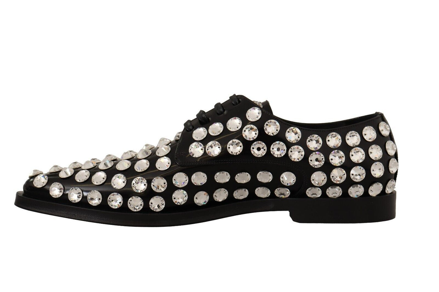 Dolce & Gabbana Crystal-Embellished Leather Formal Flats - EU41/US10.5