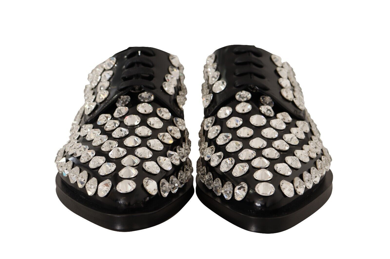 Dolce & Gabbana Crystal-Embellished Leather Formal Flats - EU41/US10.5