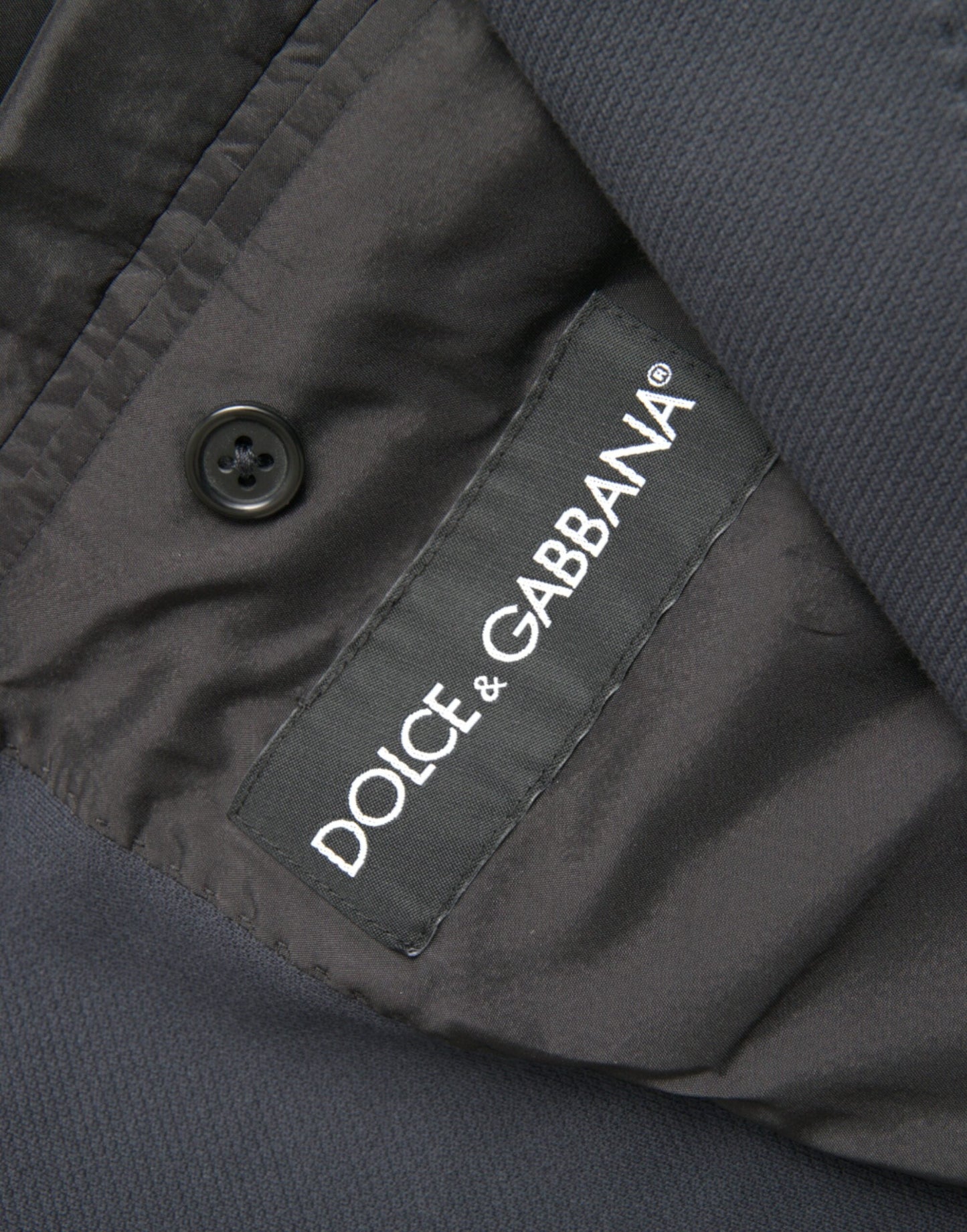 Dolce & Gabbana Dark Blue Cotton Single Breasted Coat Blazer - IT50 | L