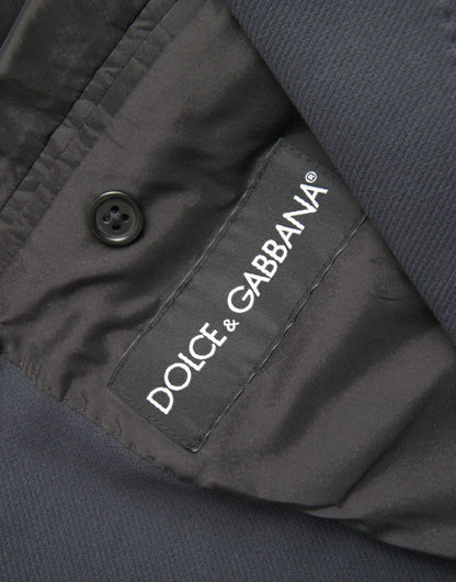 Dolce & Gabbana Dark Blue Cotton Single Breasted Coat Blazer - IT50 | L