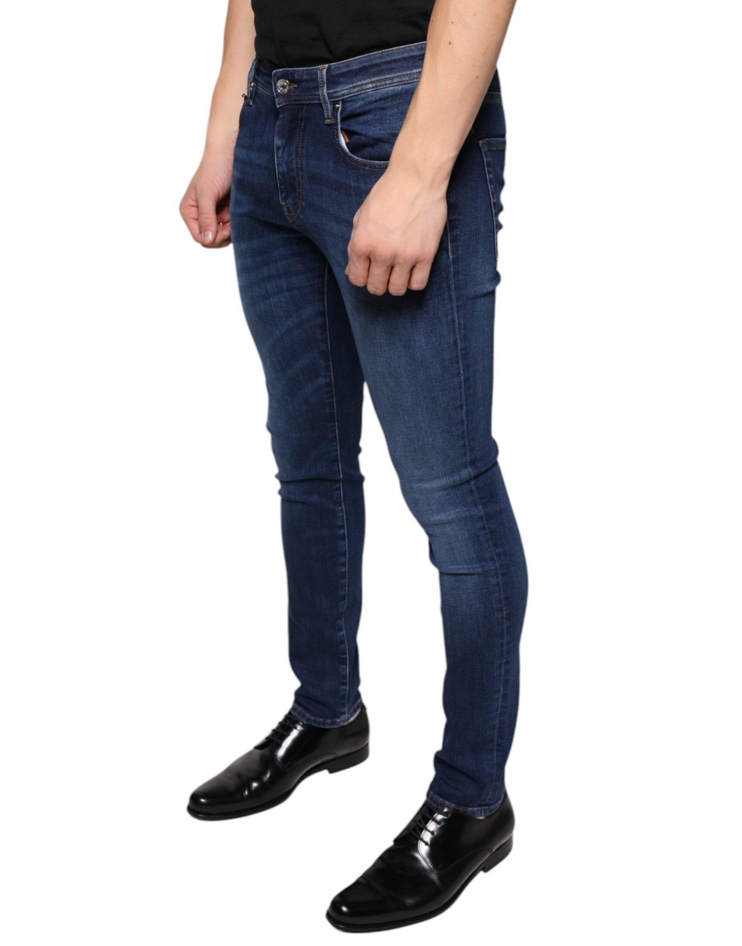 Dolce & Gabbana Dark Blue Cotton Stretch Skinny Denim Jeans - IT44 | XS