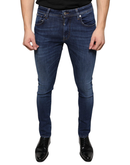 Dolce & Gabbana Dark Blue Cotton Stretch Skinny Denim Jeans - IT44 | XS