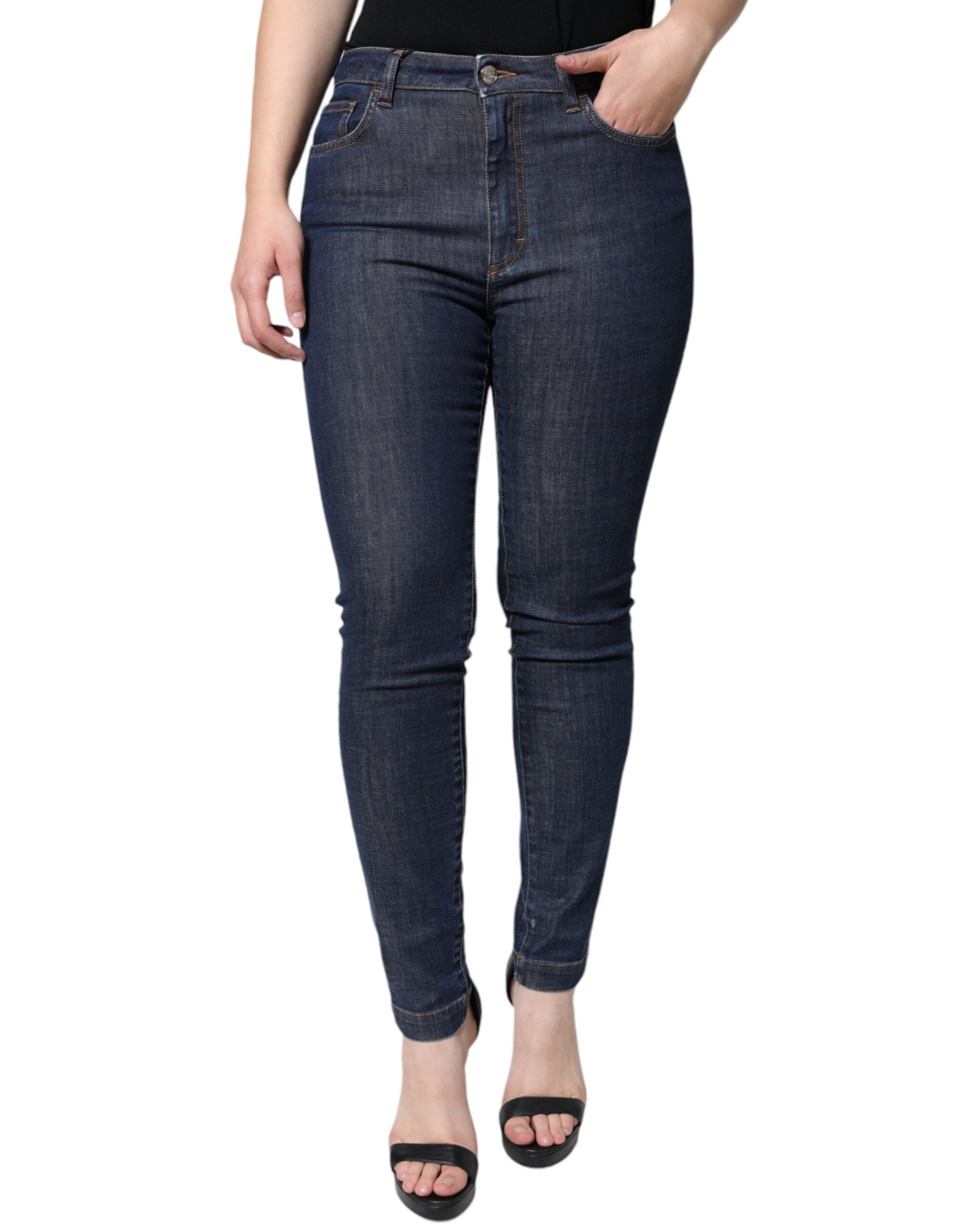 Dolce & Gabbana Dark Blue QUEEN Cotton Skinny Denim Jeans - IT42|M