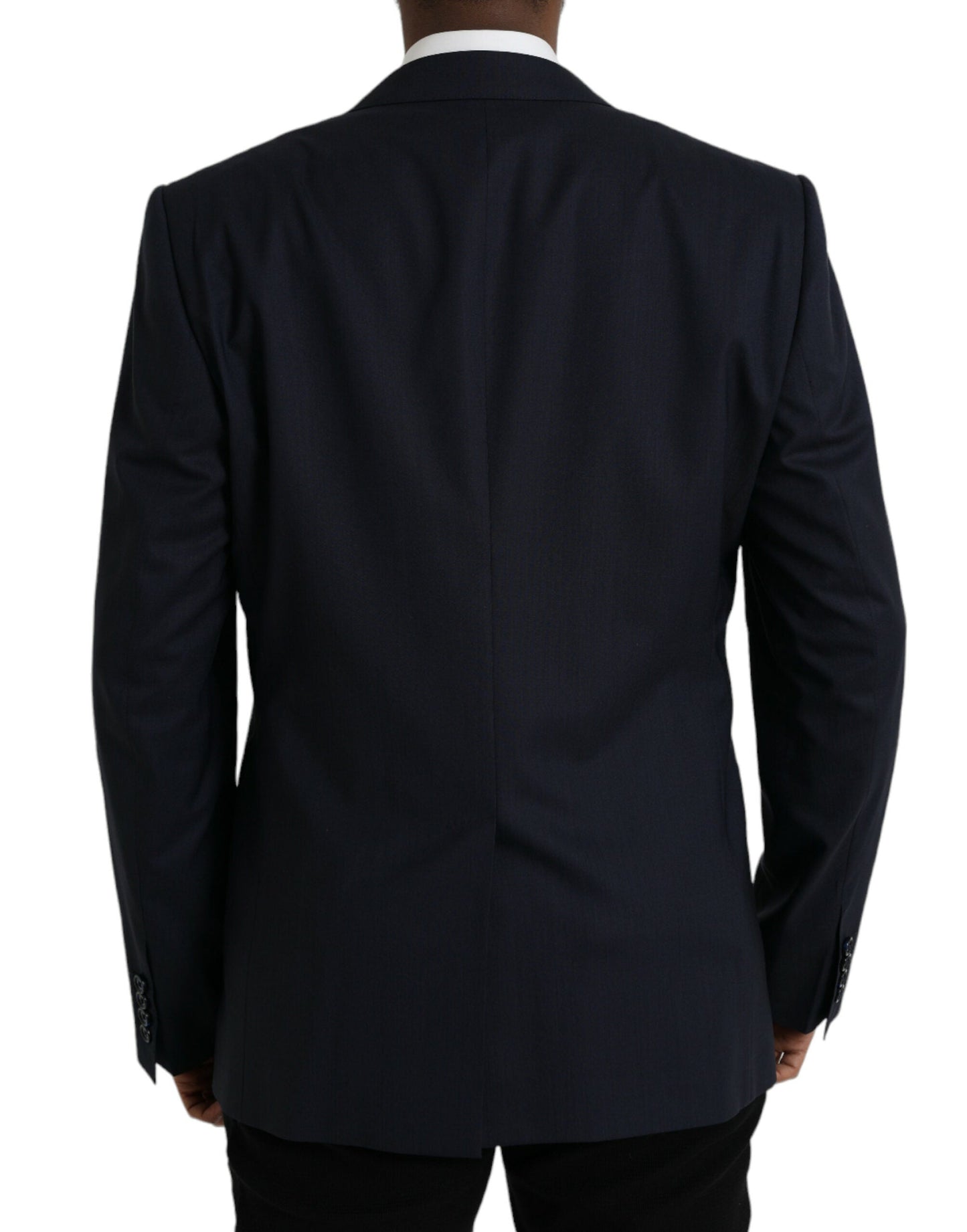 Dolce & Gabbana Dark Blue Wool Single Breasted Coat Blazer - IT54 | XL