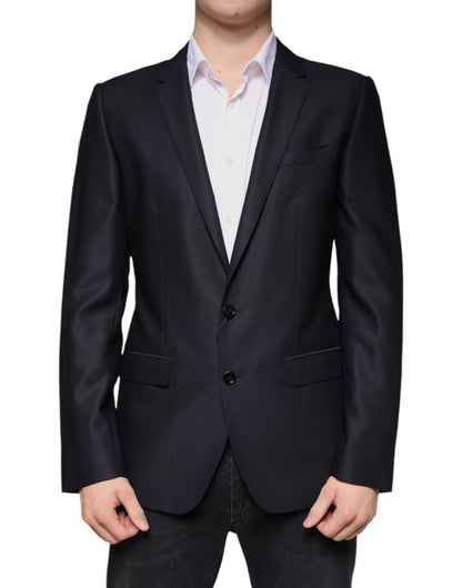 Dolce & Gabbana Dark Blue Wool Single Breasted Dress Coat Blazer - IT48 | M