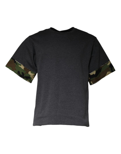 Dolce & Gabbana Dark Gray Camouflage Crew Neck T-shirt - IT46 | S