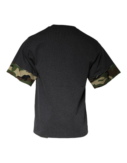 Dolce & Gabbana Dark Gray Camouflage Crew Neck T-shirt - IT46 | S