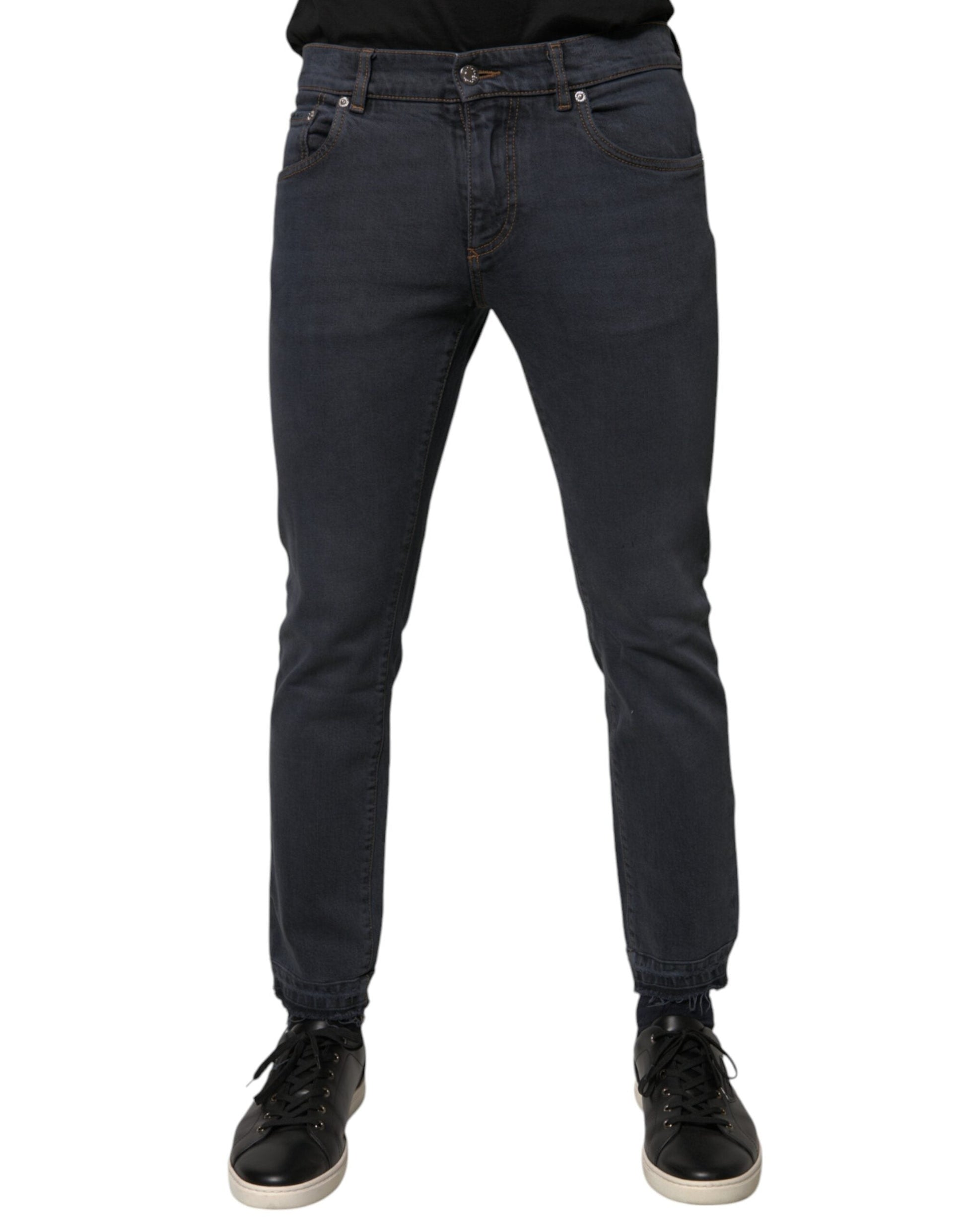 Dolce & Gabbana Dark Gray Cotton Skinny Denim Jeans - IT48 | M