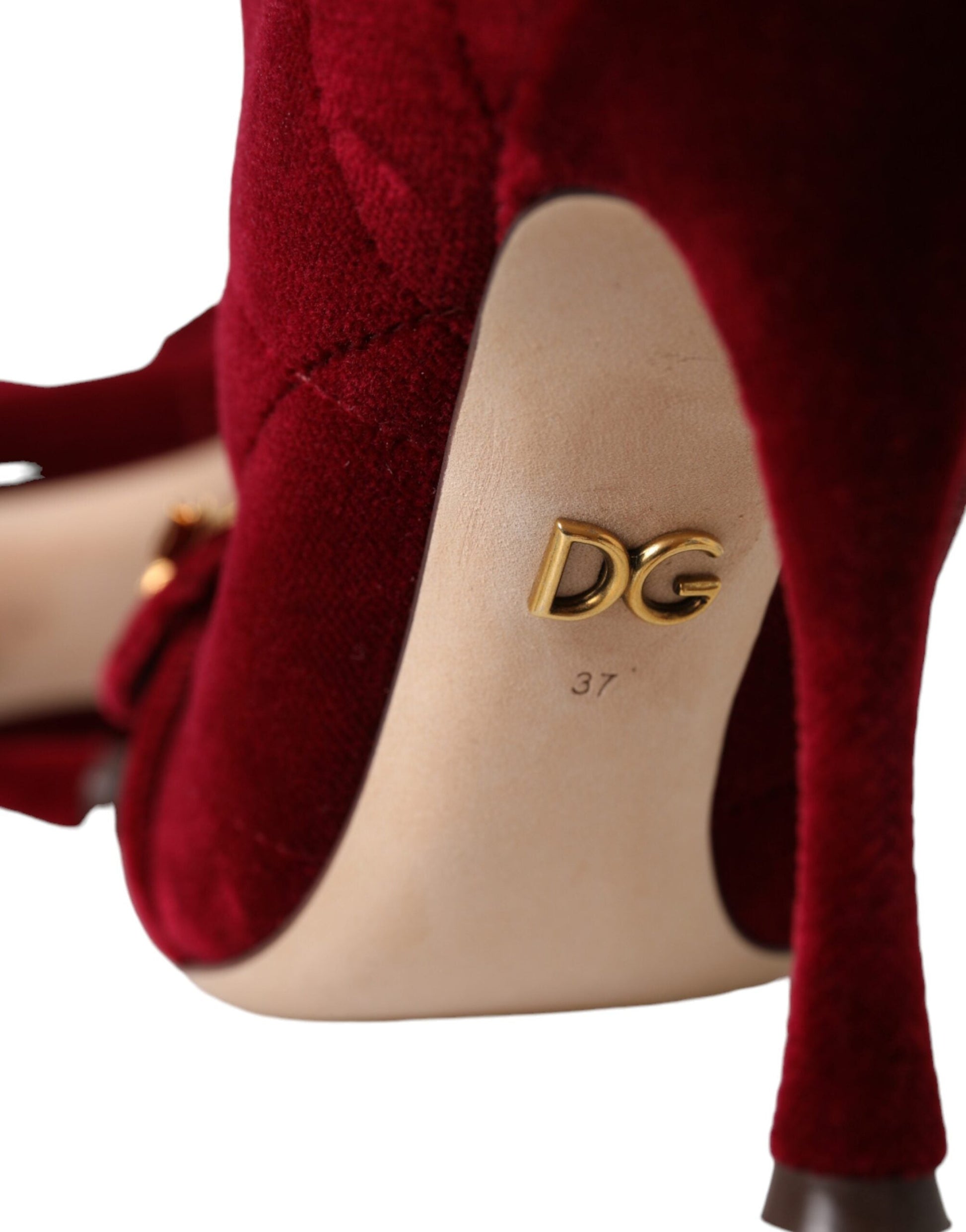 Dolce & Gabbana Dark Red Velvet Devotion Buckle Boots Shoes - EU40/US9.5