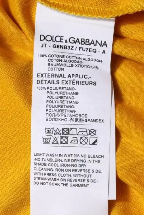 Dolce & Gabbana Dark Yellow Logo Crew Neck Short Sleeves T-shirt - IT46 | S