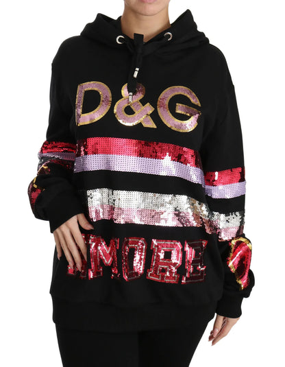 Dolce & Gabbana DG Sequined Hooded Pullover Sweater - IT36 | XS