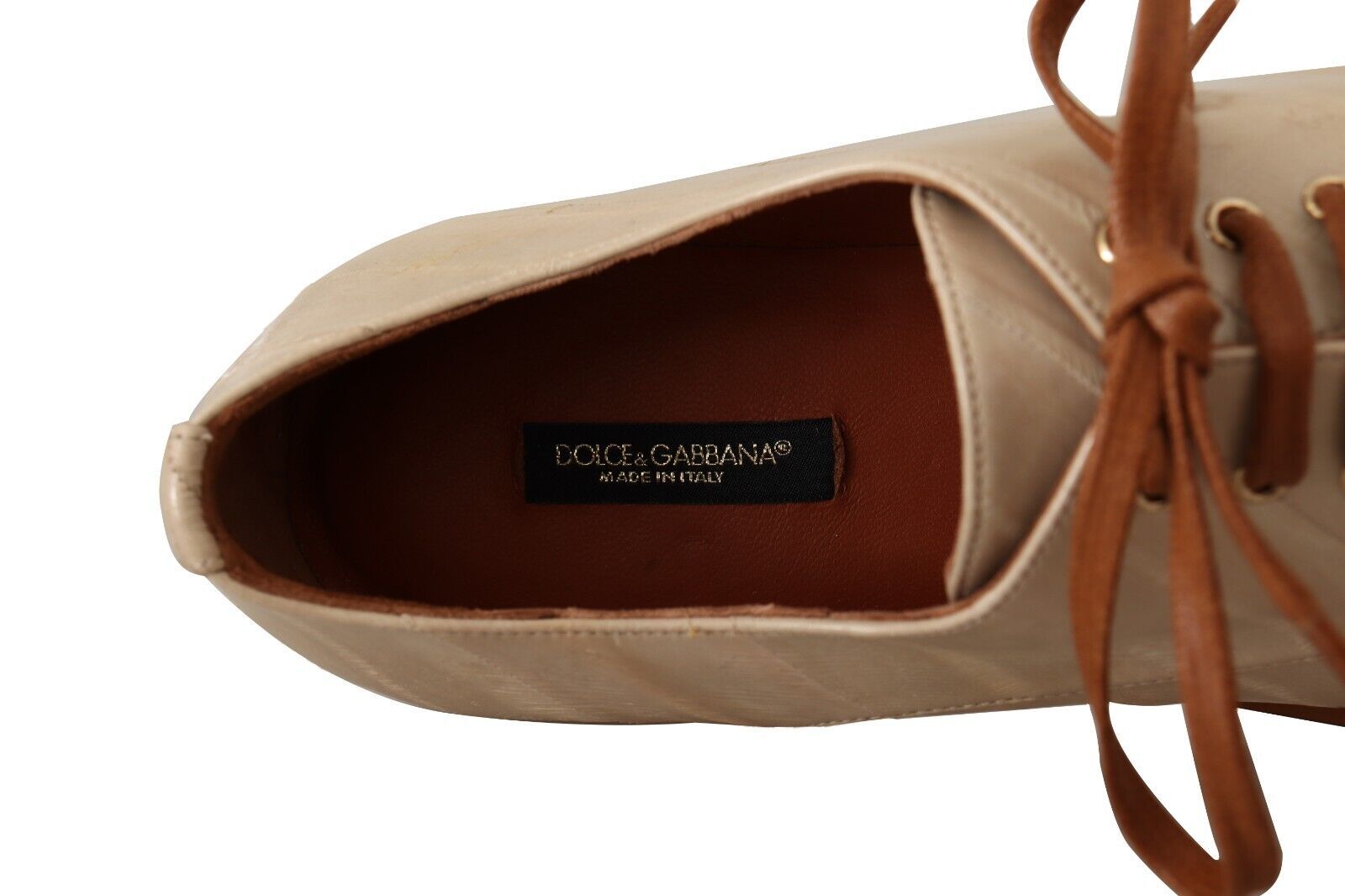 Dolce & Gabbana Elegant Beige Eel Leather Formal Flats - EU39/US8.5