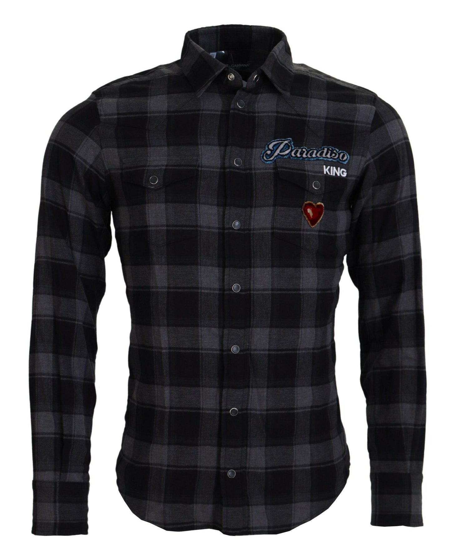 Dolce & Gabbana Elegant Black and Gray Button Down Shirt - IT39 | S