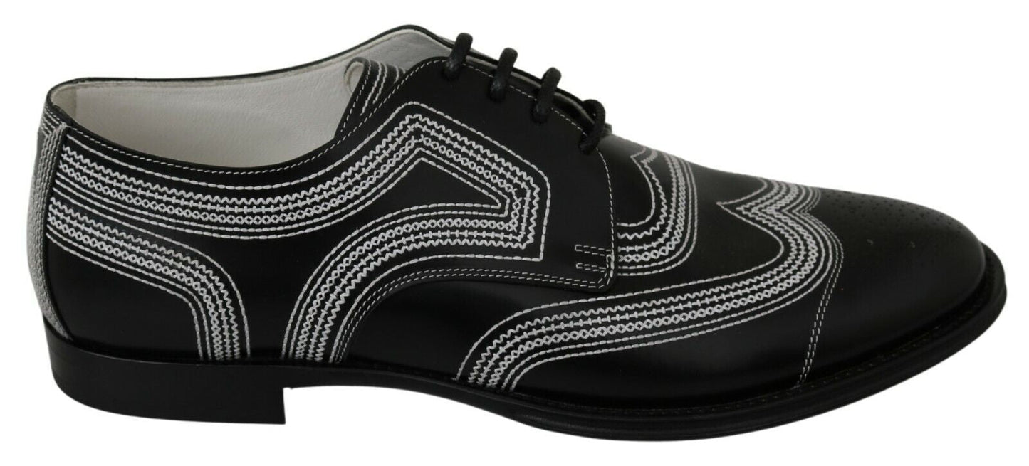 Dolce & Gabbana Elegant Black and White Derby Shoes - EU44/US11