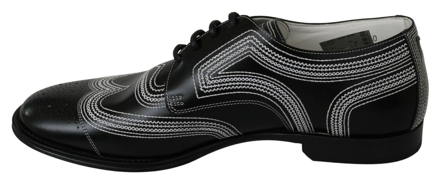 Dolce & Gabbana Elegant Black and White Derby Shoes - EU44/US11