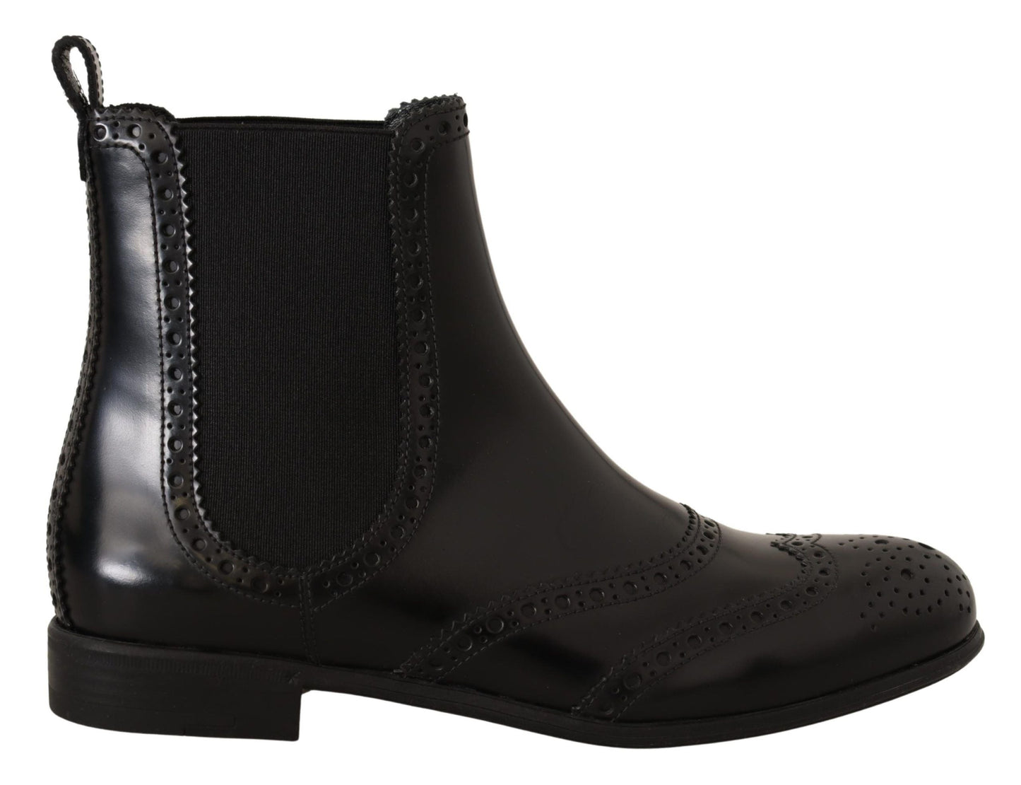 Dolce & Gabbana Elegant Black Ankle Wingtip Oxford Boots - EU35/US4.5