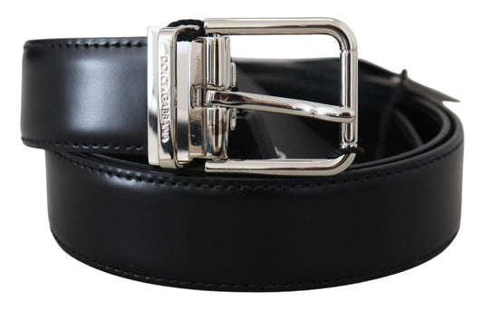 Dolce & Gabbana Elegant Black Calf Leather Belt - 100 cm / 40 Inches