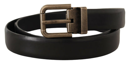 Dolce & Gabbana Elegant Black Calf Leather Belt - 90 cm / 36 Inches