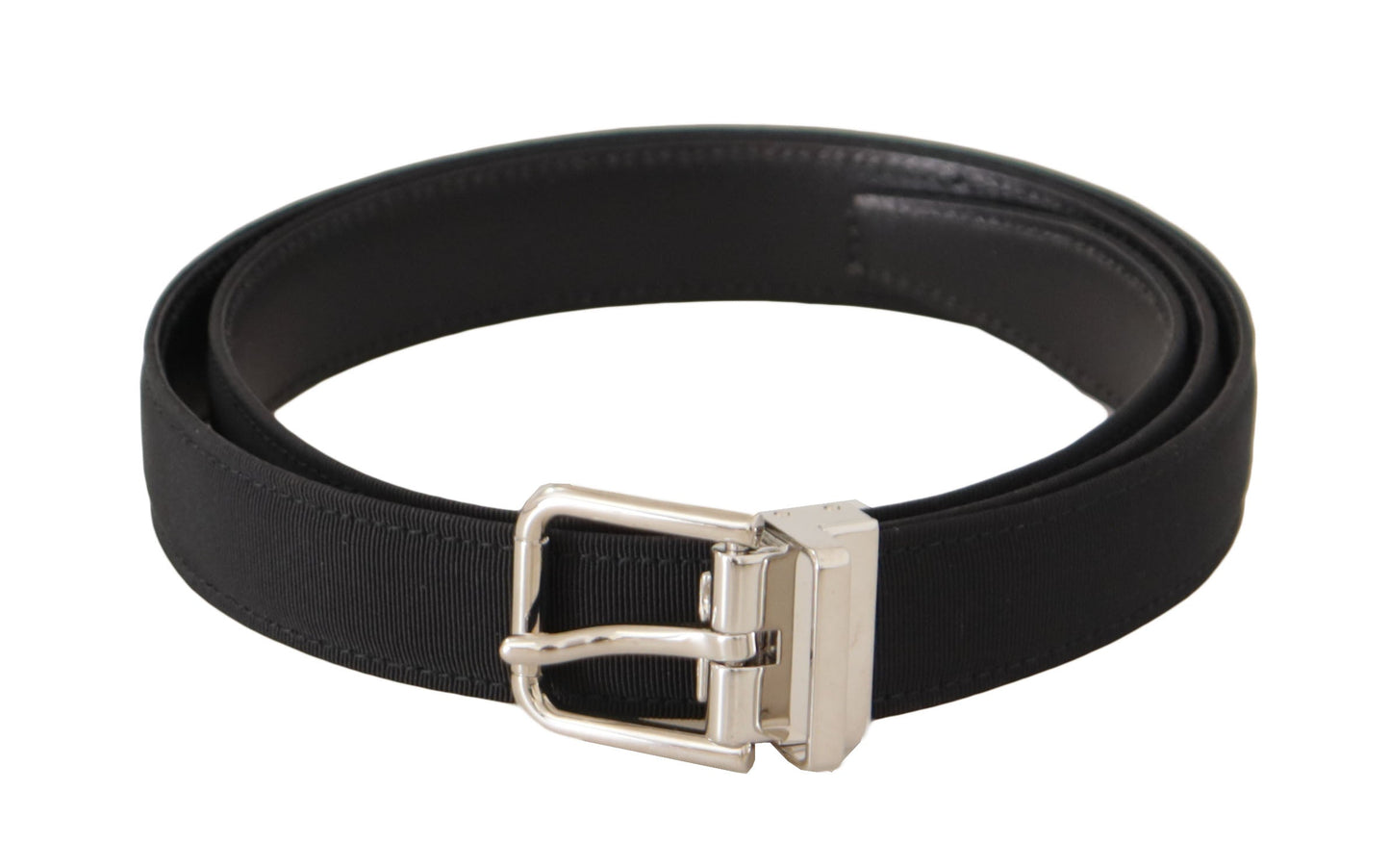 Dolce & Gabbana Elegant Black Canvas and Leather Belt - 95 cm / 38 Inches