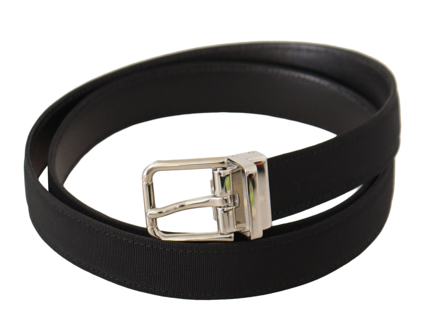 Dolce & Gabbana Elegant Black Canvas and Leather Belt - 95 cm / 38 Inches