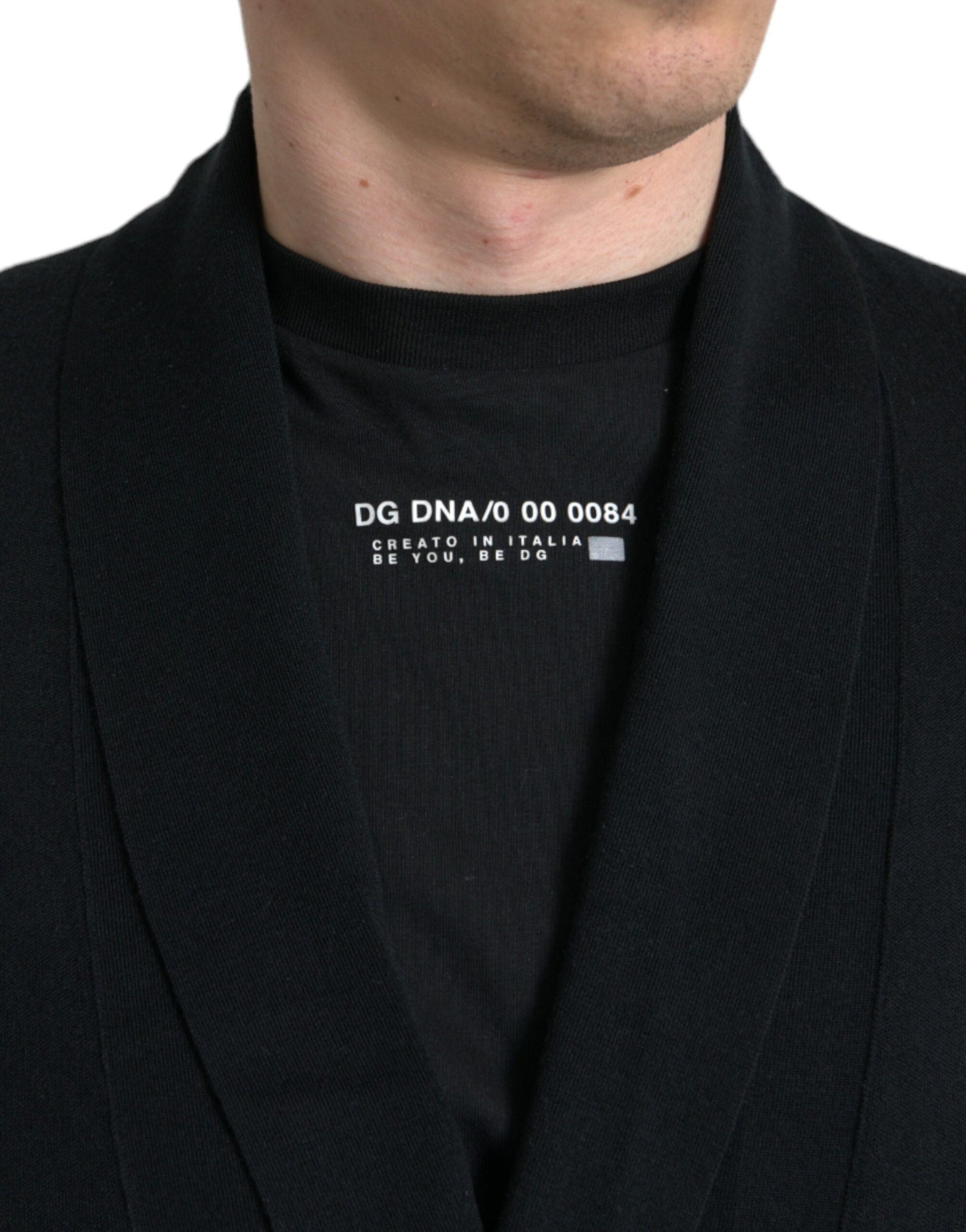 Dolce & Gabbana Elegant Black Cashmere Robe with Waist Belt - IT48 | M